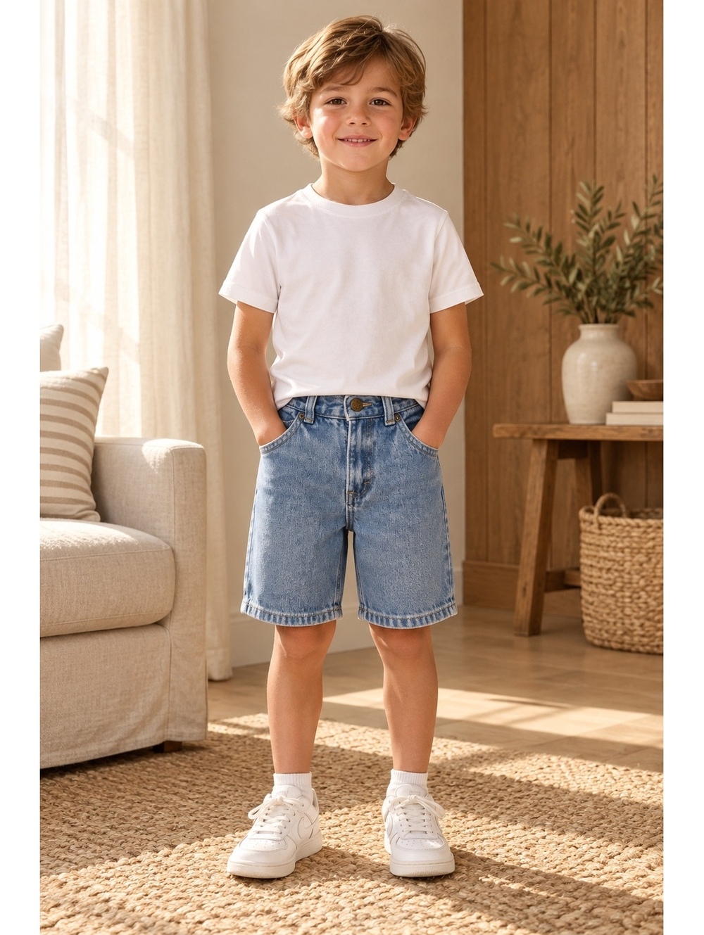 Vintage Boys Denim Shorts OshKosh B’gosh Size 5/6 Elastic Back Waist